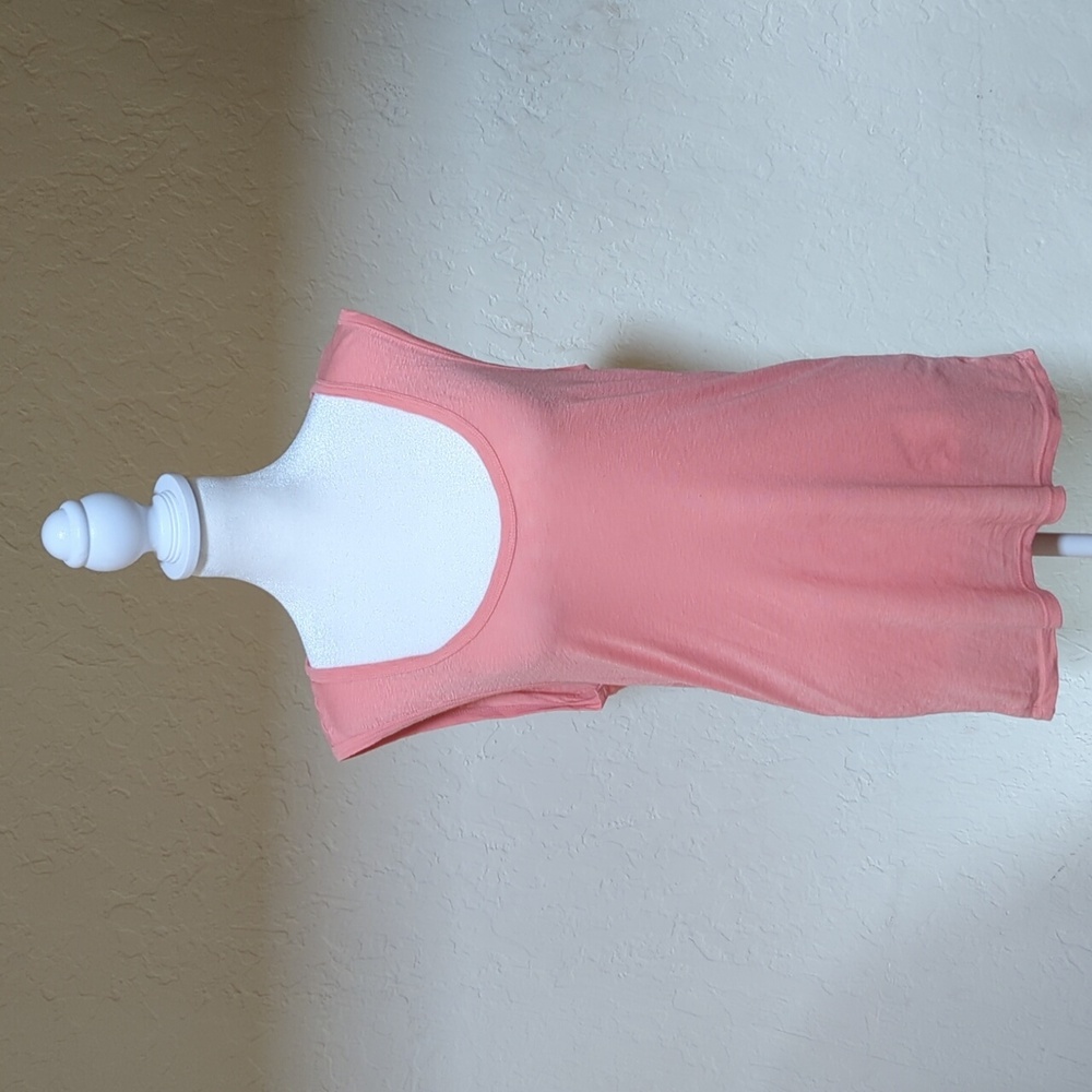 💎 Michael Stars Peach Slub Relaxed Fit Scoop Neck Tank Top One Size--Flawed Gem